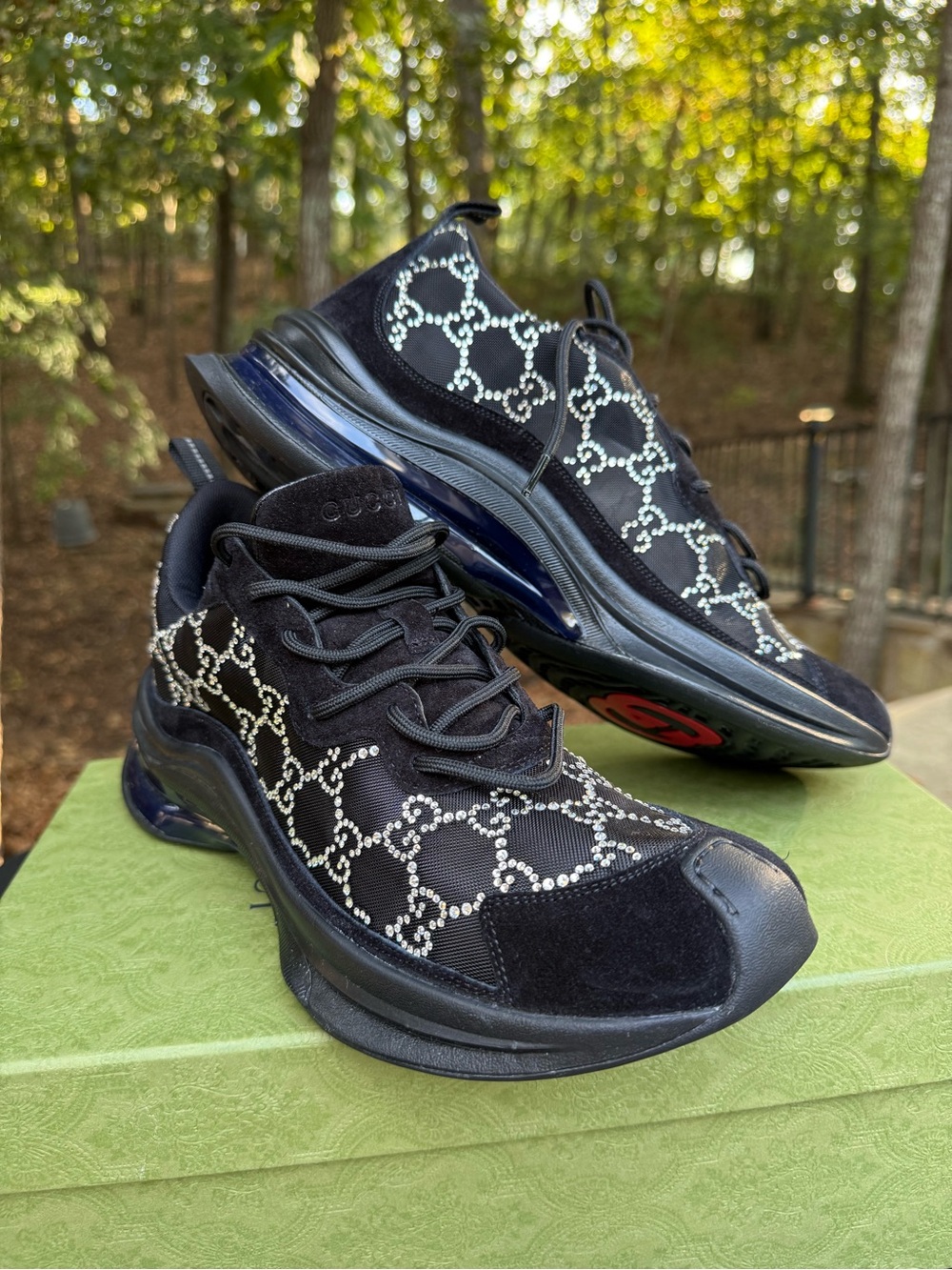 Gucci Black GG Crystal-Embellished Women's Sneakers
